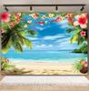 Hawaiian Summer Seaside Backdrop for Photography Tropical Beach Palm Tree Surfboard Baby Birthday Holiday Party Photo Background