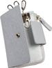Dom Teporna Schlüsselmappe mit Smart Key, Münzbörse, Ledergeldbörse, Saffiano-Leder-Schlüsselanhänger, Silber, für Männer und Frauen