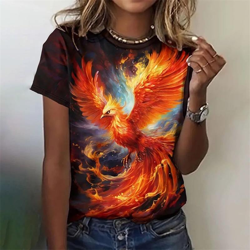 Women's T-shirt 3D Phoenix Pattern Printed T-shirt