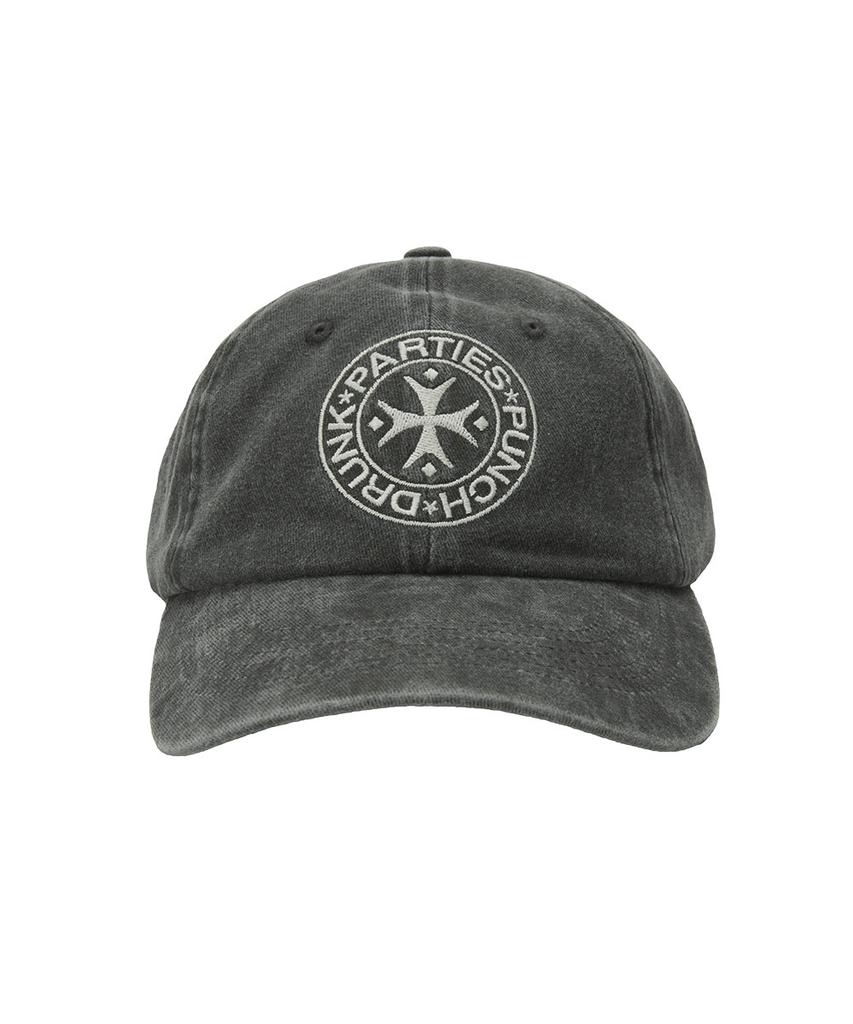 PUNCH DRUNK PARTIES Circle Logo Washed Ball Cap (Charcoal)