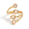 Youthway Weißer Zirkonia Tropfen Mehrschichtige Offene Ringe Vergoldet Edelstahl Wasserdicht Fingerschmuck Großhandel