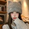 Cartoon Puppy Cat Ears Wool Hat Women's Winter Velvet Warm Ear Protection Knitted Hat Outdoor Cold Knitted Cold Hat