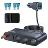 228W 9 In 1 USB C Car Chargers Adapter QC3.0 PD45W Fast Charging Telescopic Cable & LED Electric Display 12V-24V for Auto