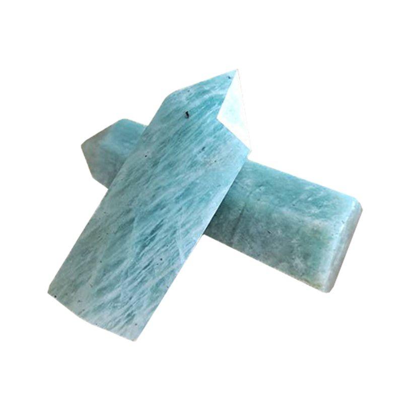 Stunning 1pc Natural Blue Amazonite Stone Column Quartz Crystal Wand For Healing