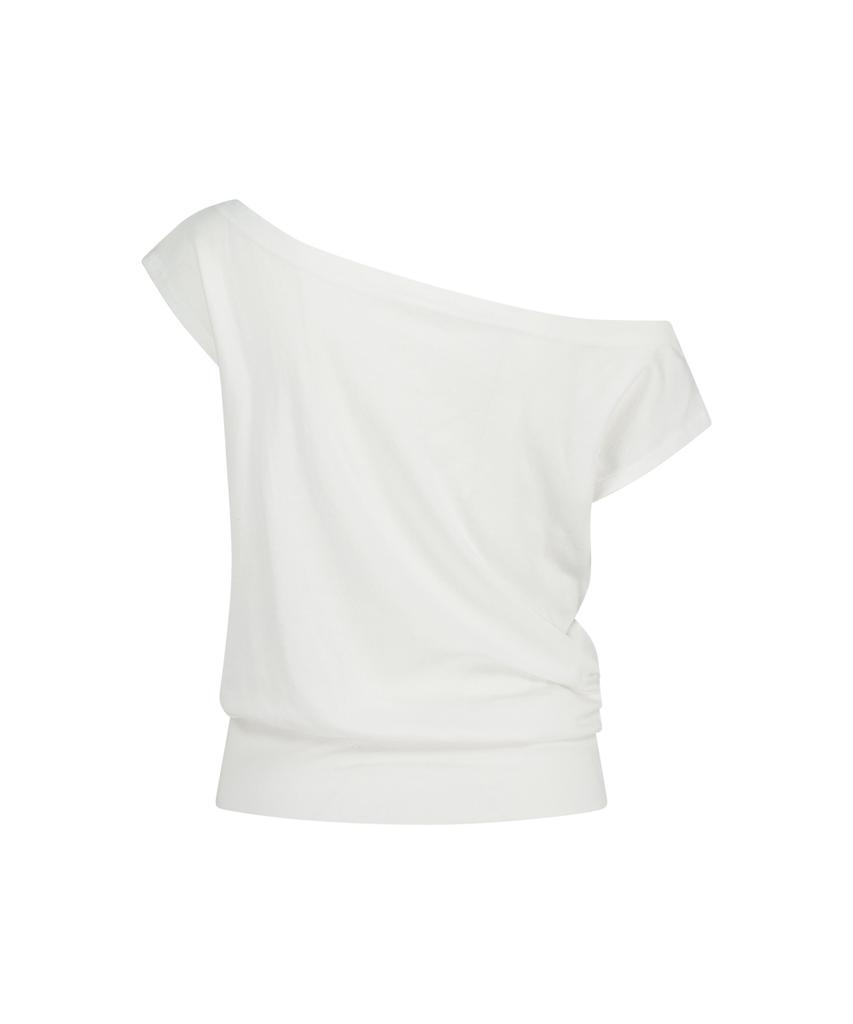 Aejeuyua Kitsch Dolman Off-Shoulder Tee White