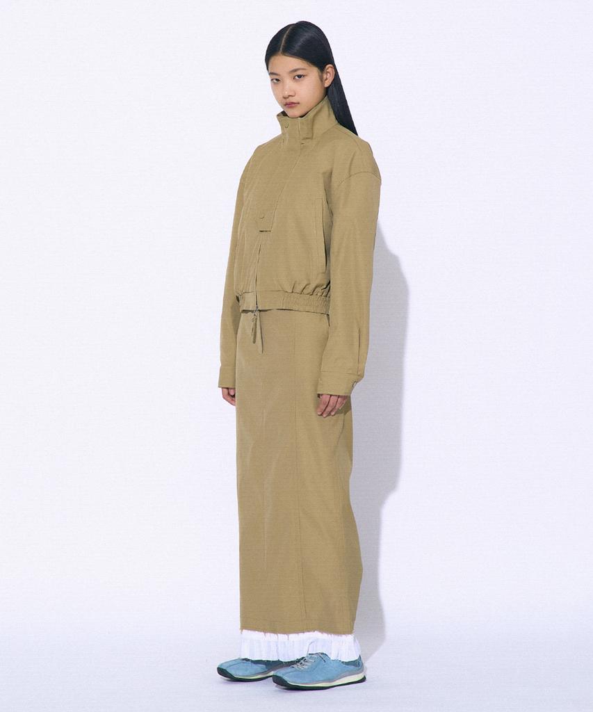 Partimento Woman Frill Double Layered Maxi Skirt_Khaki