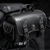 PU Seitentasche Reise Gepäck Aufbewahrungstasche Motorrad Werkzeugtasche mit 2 Riemen Über den Sattel Taschen Punk Stil Satteltasche Schwarz