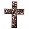 Hölzernes Jesus Christus Wandkreuz: Handgeschnitzte Antik-Design Hängeplakette für Heim-Altarraum-Dekor, Braun