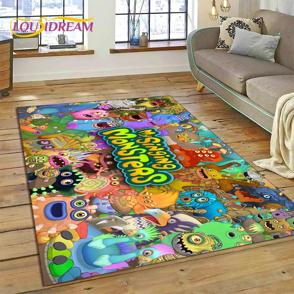 Jeu 3D Mes Monstres Chanteurs Tapis de Dessin Animé Tapis pour Salon Chambre Décoration de Maison, Tapis de Sol Antidérapant pour Canapé Paillasson Cadeau Enfants