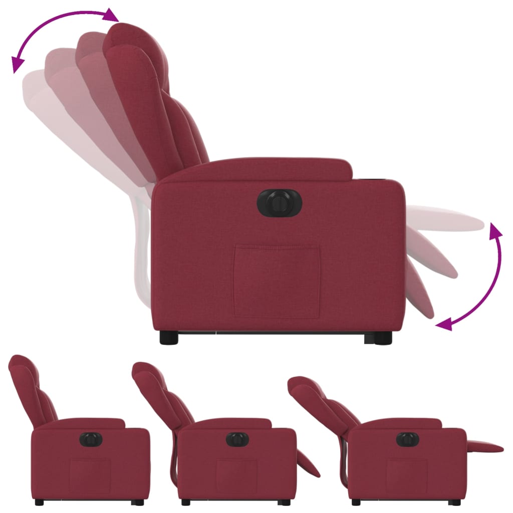 Recliner Chair with Lift Assist Electric Burgundy Fabric