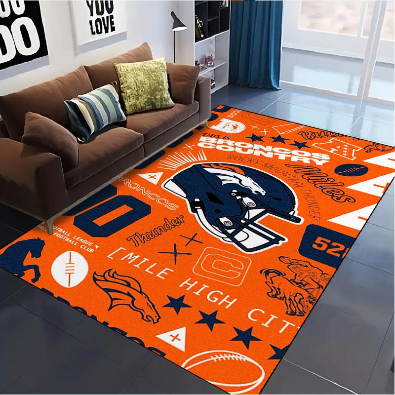 Denver Broncos Logo Tapijt Vloerkleed voor Woonkamer Slaapkamer Huisbank Decoratie, Kinderen spelen Antislip Vloermat