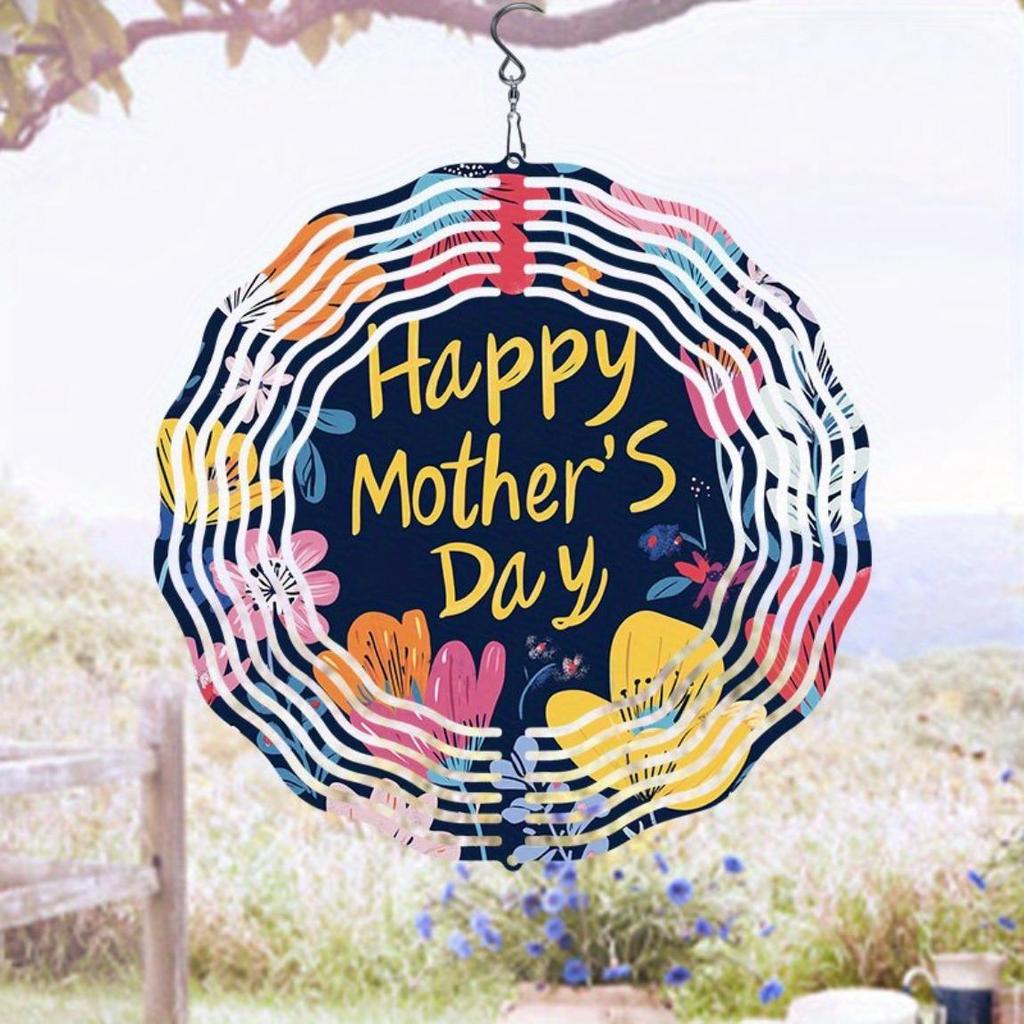 Colorful Floral Metal Wind Spinner 2D Outdoor Garden Decor Windmill Art for Home Yard Mother Day Gift Wind Chime Decoration