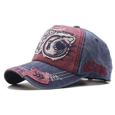 Shark Embroidery Baseball Cap Cotton 3D Large Letter Three-Dimensional Embroidery Hat Cap