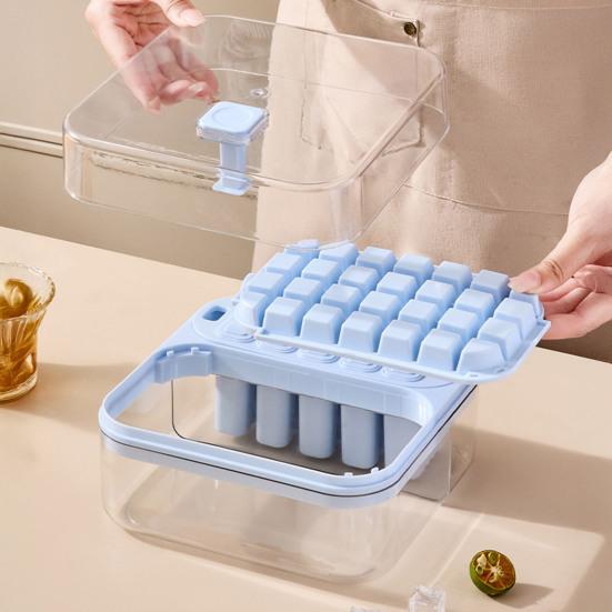 2-in-1 Ice Cube Easy Push Mold for Tray with Lid Release Ice DIY