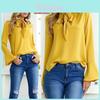Solid Color Ladies Casual Tops Women Summer Loose Top Long Sleeve Blouse For Casual Office Wear