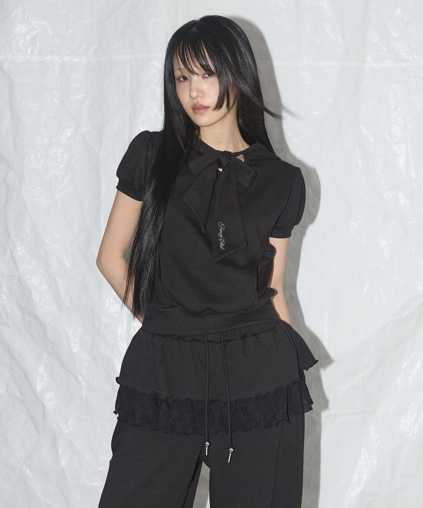 FANCY CLUB Puff Round Scarf Hoodie (Black)_F25Qb081