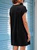 Rochie tricou pentru femei Gât rotund Mânecă scurtă Largă Mini Rochie Cu buzunare