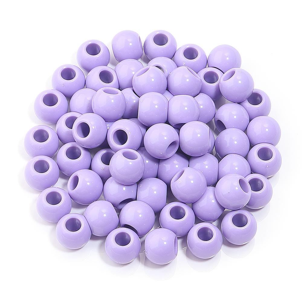 50pcs/lot 10 12 14mm Solid Color Round Acrylic Beads Large Hole Beads DIY Jewelry Making Bracelet Necklace Loose Spacer Beads