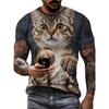 Camisetas Divertidas para Hombre Tops Estampados 3D de Gato Lindo Camisetas de Manga Corta para Hombre Mujer Camiseta Oversize Streetwear Ropa Casual Simple para Hombre