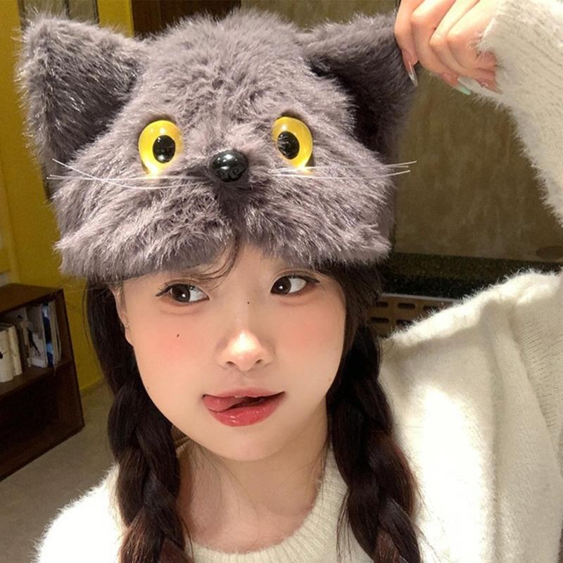 Funny Cats Ears Plush Hat Winter Fleece Hat For Adults Kids Soft Warm Unisex Lovely Animal Costume Accessories