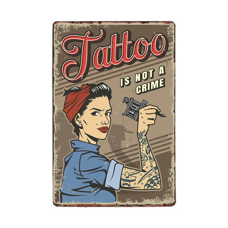 Nuovo Negozio di Tatuaggi Barbiere Pittura Appesa Decorazione Targa in Metallo Poster Adesivi Murali Vintage Arte Targhe in Ferro Decorazioni 20x30cm