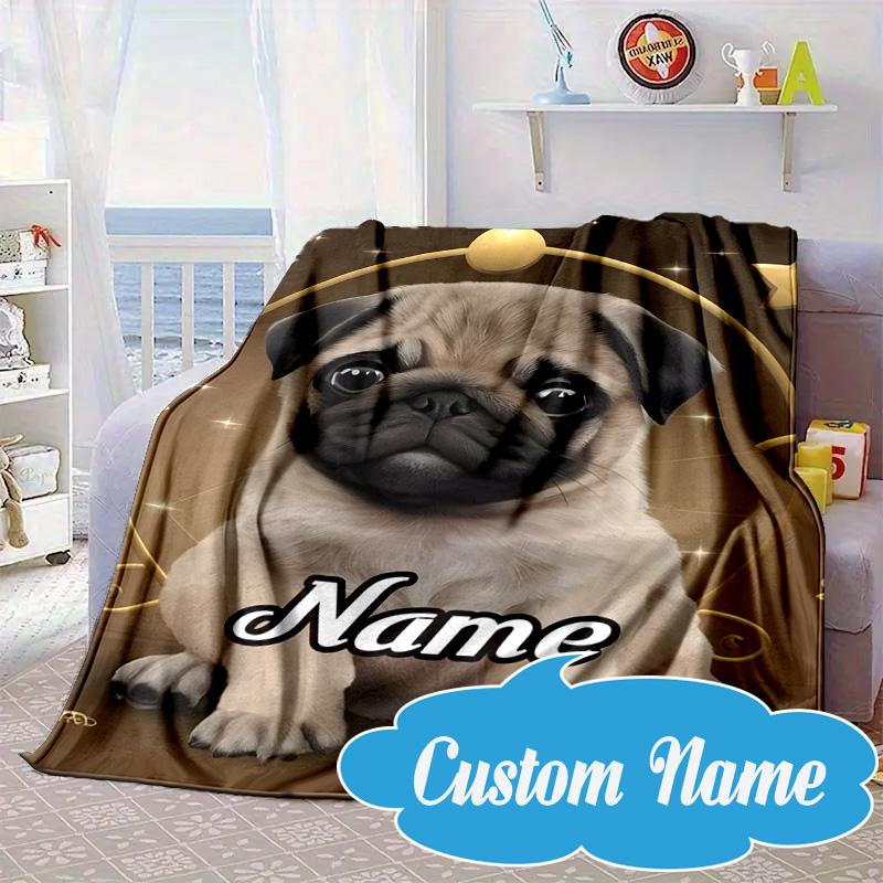 Custom Name Bulldog Comfortably Blanket Bed Sofa Blanket Flannel Blanket for Camping, Hiking, Picnic Essentials,gift for Fan Family