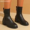 Mode Leer Dames Enkellaarsjes Chunky Winter Schoenen Vrouw 2025 Trend Mode Chesea Boots Winter Nieuw Wandelen Mujer Motorlaarzen