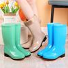 Rain Boots Women's Tall Water Boots Wear-resistant Water Shoes Medium Tube Non-slip Work Thick-soled Long Tube Rain Shoes Women