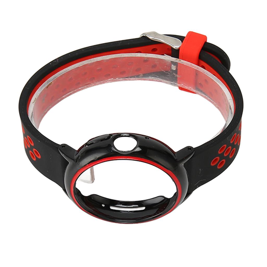 Replacement Watchband Full Protection Adjust Size Soft Silicone Smart Watch Strap for Pixel Watch Black Red