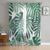 Green Turtle Tropical Plant Palm Leave Sheer Curtains for Living Room Decoration Window Curtains Kitchen Tulle Voile Curtains