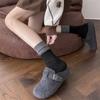 Calzini in Cashmere Autunno e Inverno, Calzini da Donna a Blocchi di Colore con Bottone, Morbidi e Morbidi in Lana, Calzini a Metà Polpaccio, Calzini a Pelo Corto