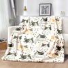 1pc Cute Cartoon Cats Pattern Flannel Throw Blanket Warm Soft Cozy Blanket for Home Bedroom Living Room