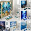 Dolphin Bathroom Decor Waterproof Shower Curtain Set Toilet Seat Cover Non-Slip Bath Mat Rug Carpet Polyester Fabric Washable