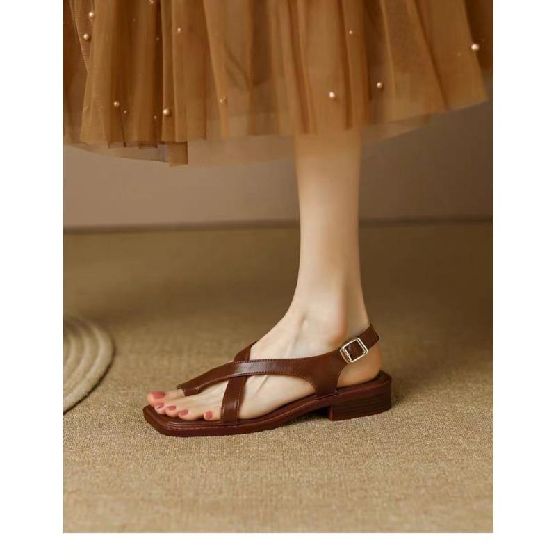 Simple Slope Heel Clip Toe Sandals Slippers Female Summer Outside Wear Fashion Versatile