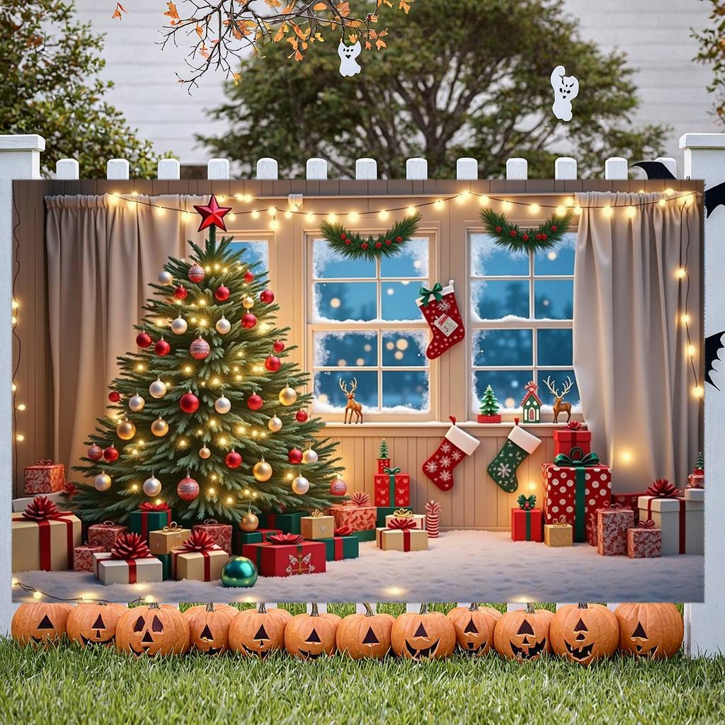 Großes Polyester-Frohe Weihnachten Banner für Außen- und Hausgartendekorationen für Feiertagsparty-Hintergründe