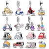 Copper Car Bicycle Pendant Charm Beads Fit Pandach Original Diy Bracelets Party Fashion Birthday Gifts Fine Jewelry