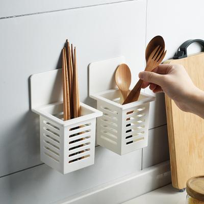 2pcs Black/White Toothpaste and Toothbrush Holder PP Wall-mounted Storage Box for Bathroom Toiletries Kitchen Chopstick Storage