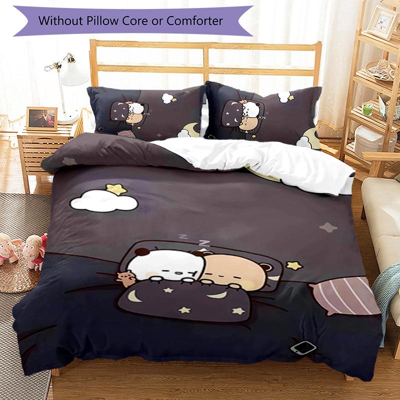 3pcs Bubu and Dudu3 Pattern Bedding Set Duvet Cover Set Includes Duvet Cover &pillowcases, Perfect All Season Bedroom Decoration & Gift