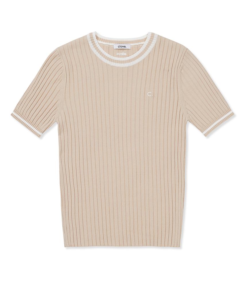 CLOVE [24Ss Clove] Slim Round Neck Knit (Beige)