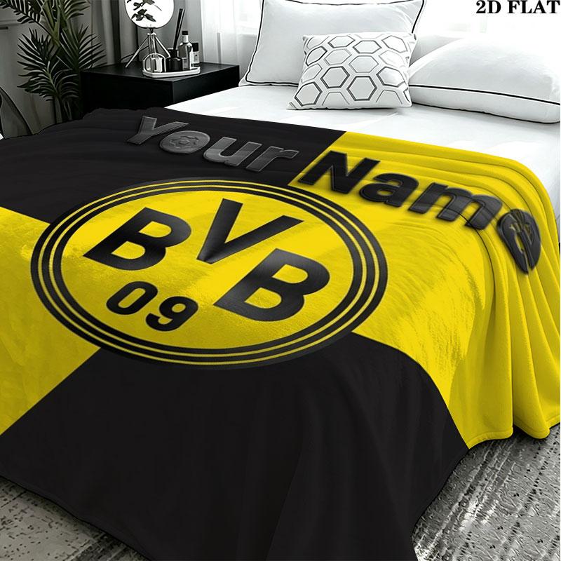1PC Borussia Custom Name Patterned Flannel Blanket Suitable For All Seasons for Home Decor Warmth and Comfort Gifts Holiday Present