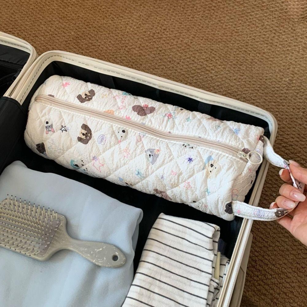 Large Capacity Curler Storage Bag Quilting Cotton Carrying Case Hair Dryer Storage Bag  for Travel