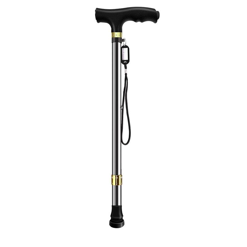 Aluminum Alloy Folding Crutches Telescopic Elderly Anti Slip Staff Multi Functional Cane Climbing Staff Factory with Lamp