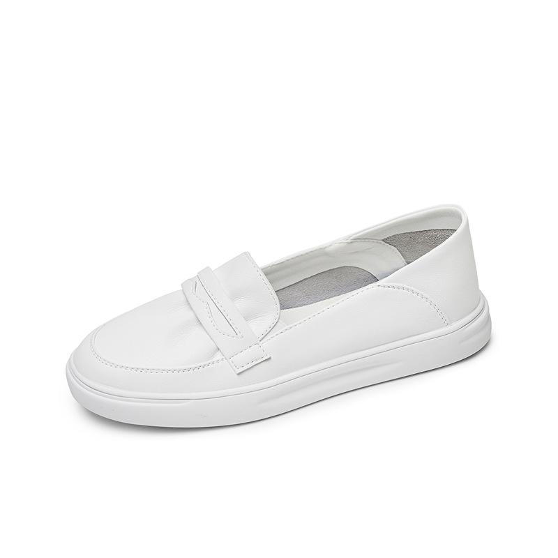 Rindslederversion Krankenschuhe Damen Sommer weiche Sohlen ermüden die Füße nicht, rutschfeste kleine weiße Schuhe, dicke Sohlen erhöhen die Körpergröße, Arbeitsschuhe weiß