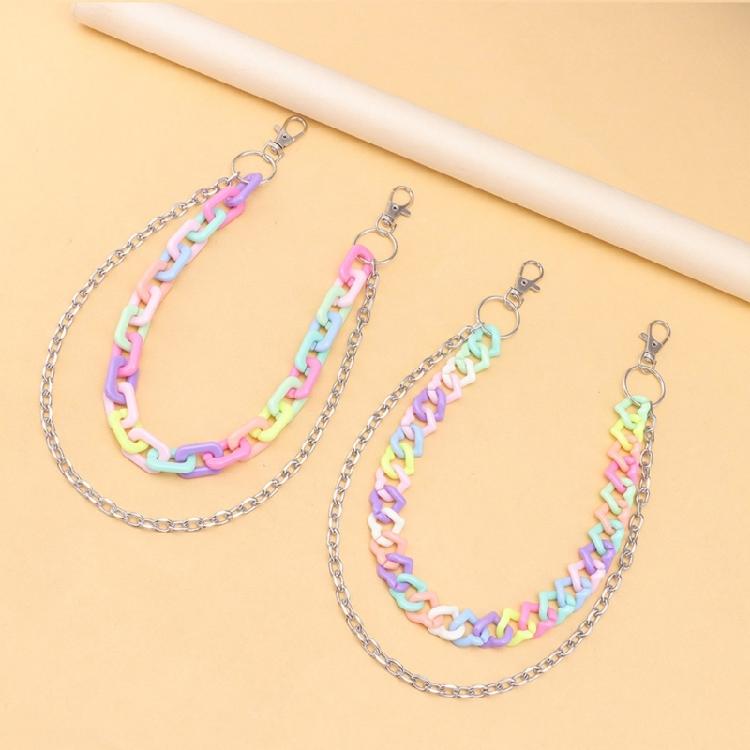 Eye Catching Candy Colored Acrylic Chain Rainbow Color Chain Keychain for Girls Women Fashion Streetwear Accessory