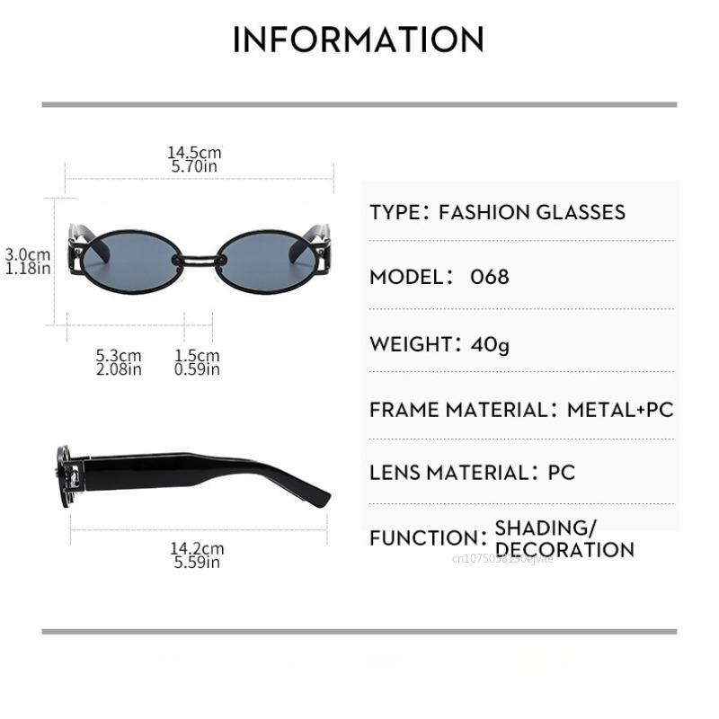 Vintage Oval Sunglasses for Street Photo Unisex Punk Sunglasses for Women Luxury Brand Designer UV400 Shades Sunglasses 1PC