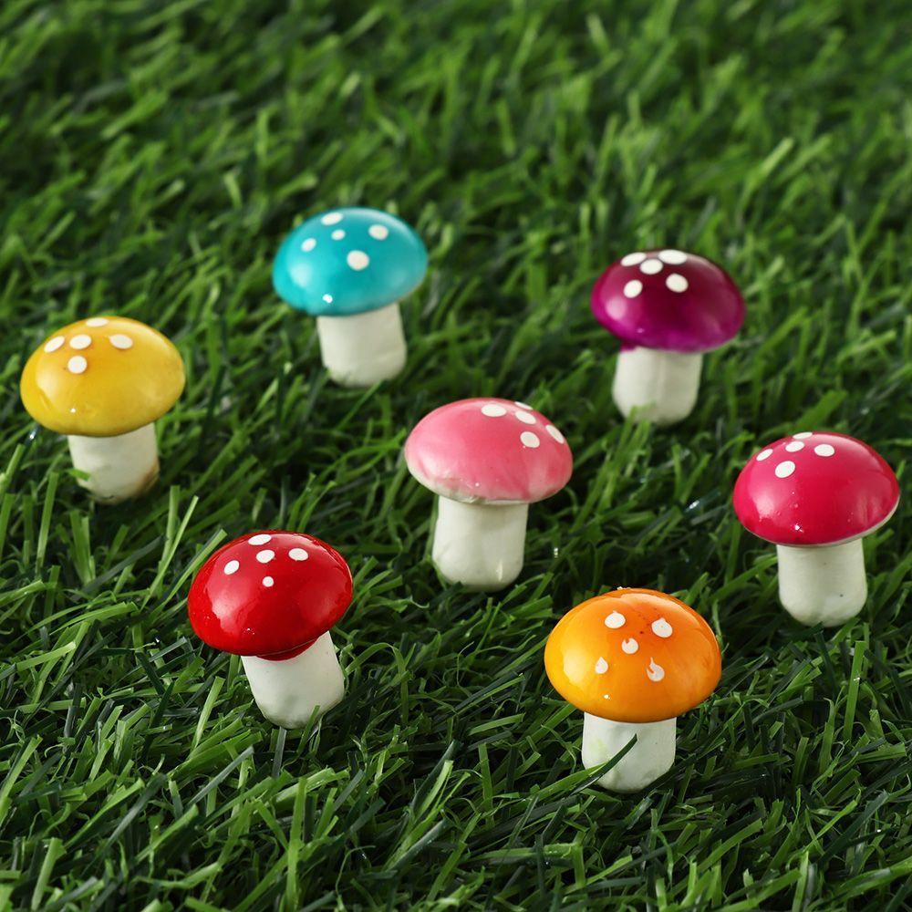 DIY Craft Stakes Resin Crafts Potted Plants Decor Artificial Foam Mini Mushroom Miniature Figurine