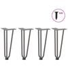 Hairpin Table Legs, 4 Pcs., Natural Steel, 30 Cm, Solid Steel