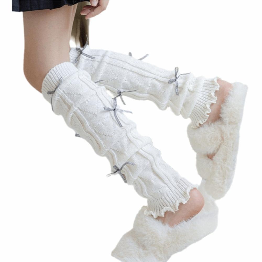 Einfarbige Beinstulpen Schleifenband Lolita-Stil Socken Kinder Fußwärmer Herbst Winter Saison