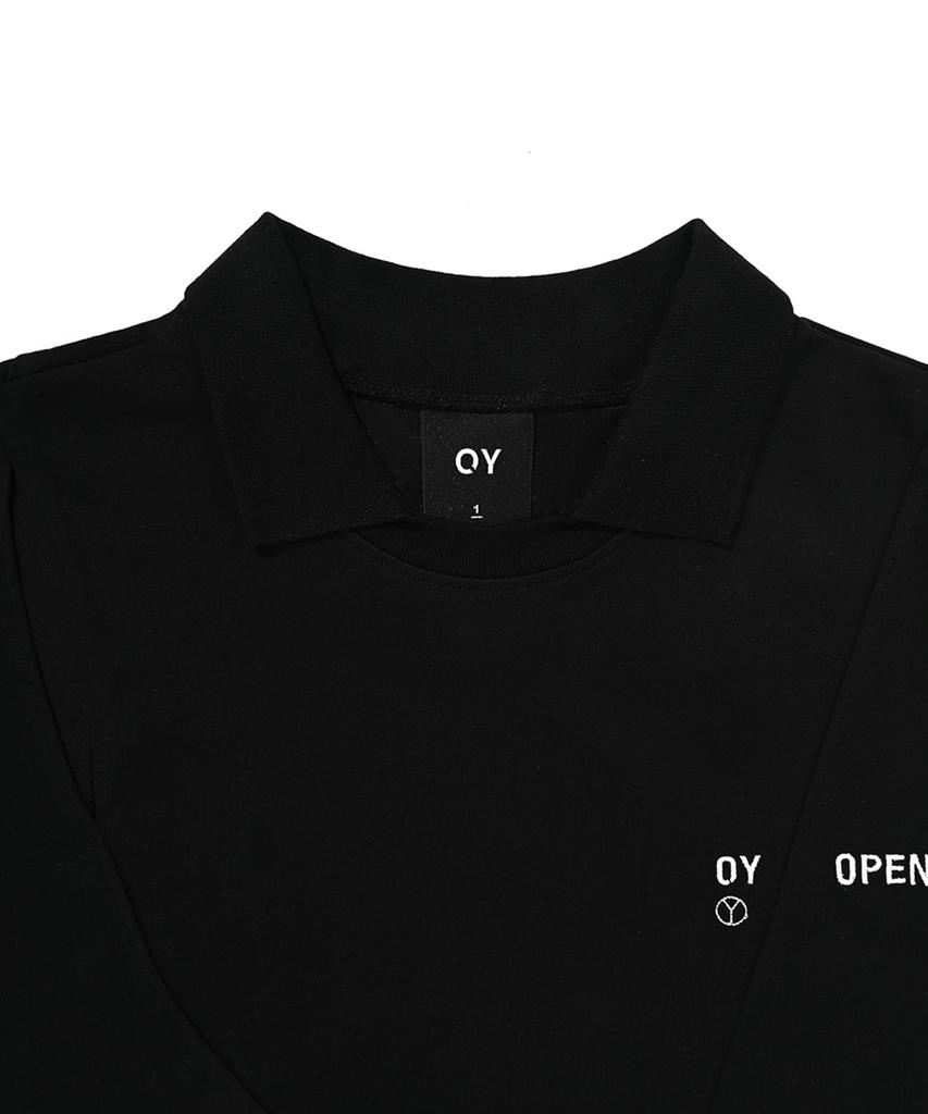 Opeunyadeu(Owai) Cut-Out Logo Collar T-Black