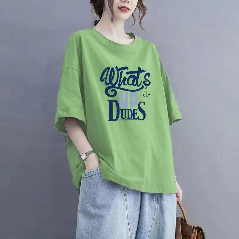 Bluzki damskie bawełniane letnie duże rozmiary T-shirt polo luźny nadruk swobodny sweter T-shirt Top